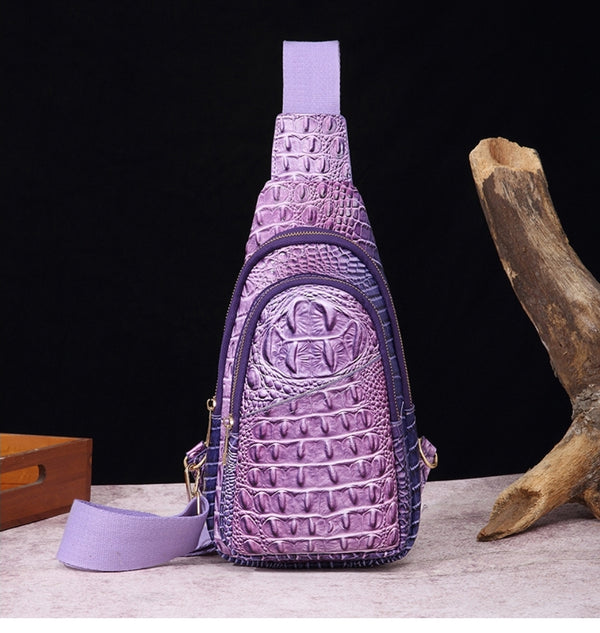 Tie-dyed Crocodile Muti Compartment Sling Bag