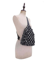 Distressed Checkered Denim Sling Bag