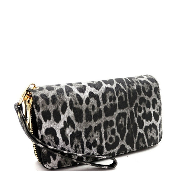 Animal Print Leopard Zip-Around Wallet Wristlet