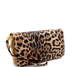 Animal Print Leopard Zip-Around Wallet Wristlet
