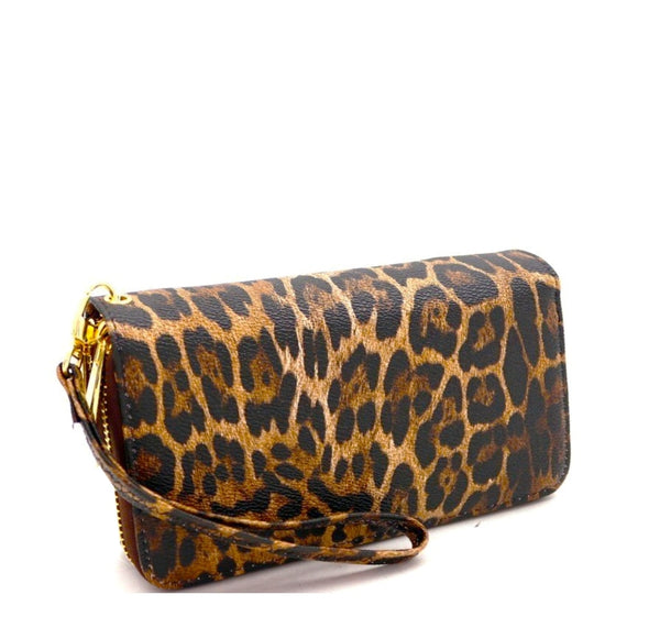 Animal Print Leopard Zip-Around Wallet Wristlet