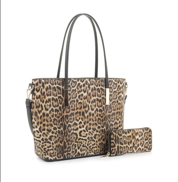 2 N 1 LEOPARD PRINT TOTE SET