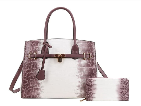 Tie-dyed Hot Crocodile Satchel Set