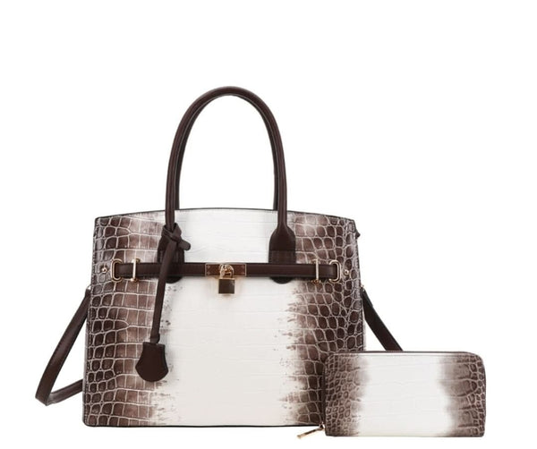 Tie-dyed Hot Crocodile Satchel Set
