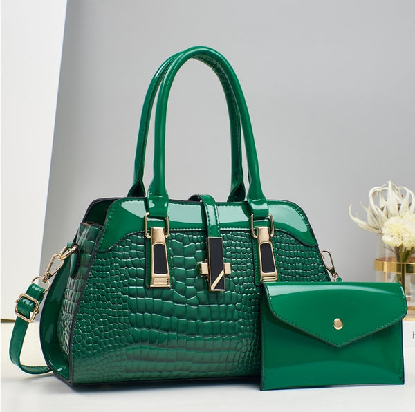 2 in 1 Crocodile & Patent Satchel Wallet