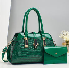 2 in 1 Crocodile & Patent Satchel Wallet