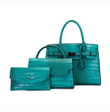 3-IN-1 Crocodile Pattern Satchel, Cross-body Set & Clutch