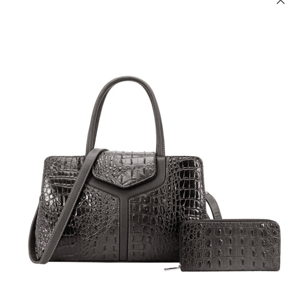 Crocodile Boston Satchel Wallet Set