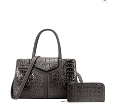 Crocodile Boston Satchel Wallet Set