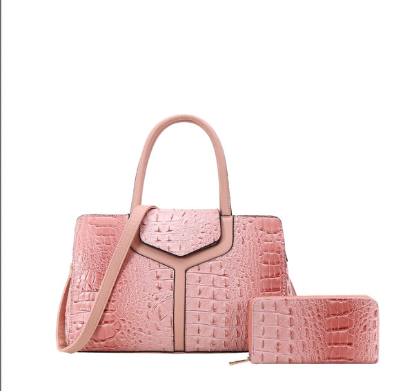 Crocodile Boston Satchel Wallet Set