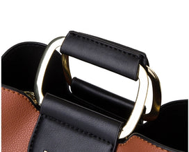 METAL HANDLE SATCHEL SHOULDER BAG WITH WALLET