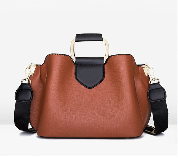 METAL HANDLE SATCHEL SHOULDER BAG WITH WALLET